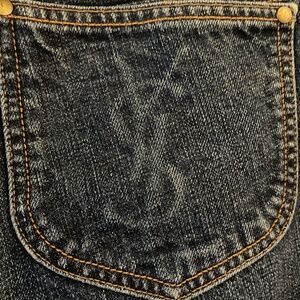 Authentic Yves Saint Laurent Very RARE Rive Gauche Pocket Logo Blue Denim Jeans